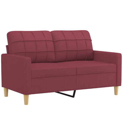 2 pcs conjunto de sofás com almofadões tecido vermelho tinto