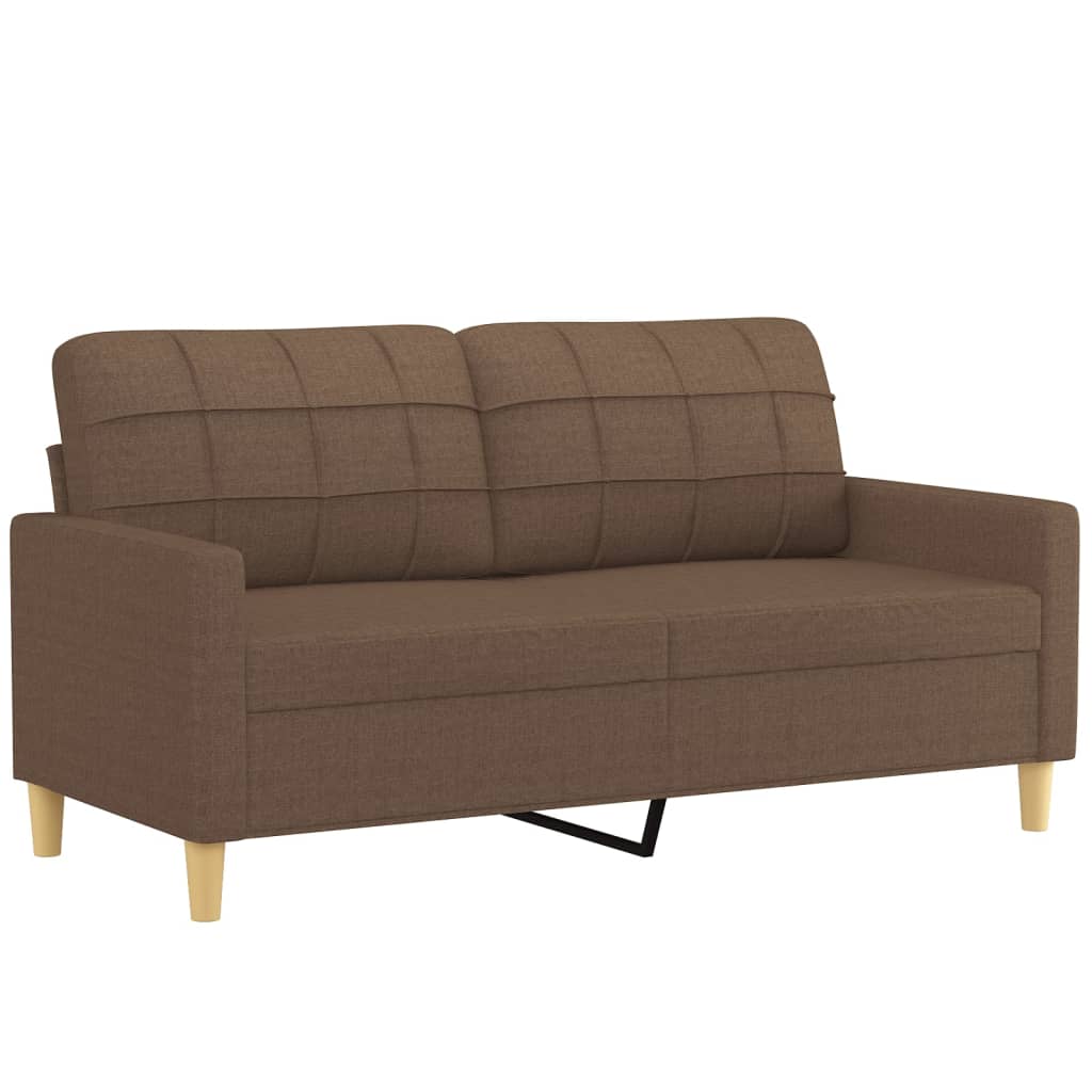 3 pcs conjunto de sofás com almofadões tecido castanho