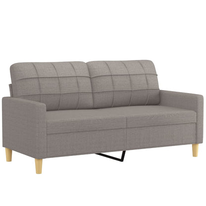 2 pcs conjunto de sofás com almofadas tecido cinza-acastanhado