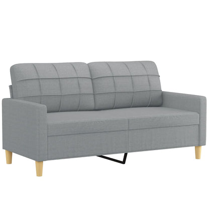 3 pcs conjunto de sofás com almofadas tecido cinzento-claro