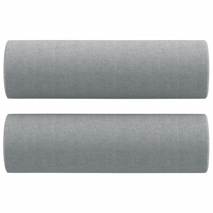 3 pcs conjunto de sofás com almofadas tecido cinzento-claro