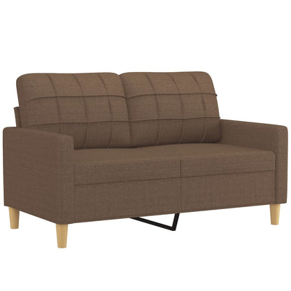 2 pcs sofa set with cushions brown fabric