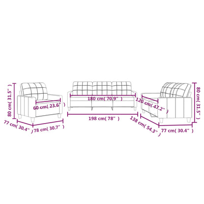 3 pcs conjunto sofás c/ almofadões couro artificial cor creme