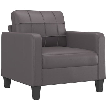3 pcs conjunto de sofás c/ almofadões couro artificial cinzento