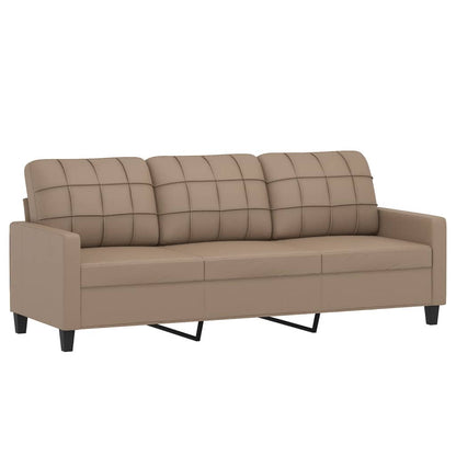 3 pcs sofa set with cushions faux leather cappuccino