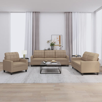 3 pcs sofa set with cushions faux leather cappuccino