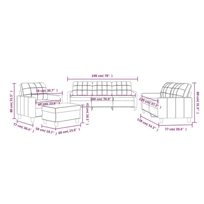 4 pcs conjunto de sofás com almofadões couro artificial preto