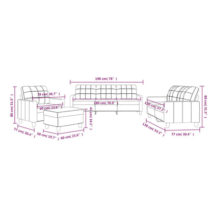 4 pcs conjunto sofás c/ almofadões couro artif. cor cappuccino