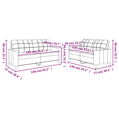 2 pcs conjunto de sofás c/ almofadões couro artificial cinzento