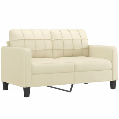 2 pcs conjunto de sofás com almofadas couro artificial creme
