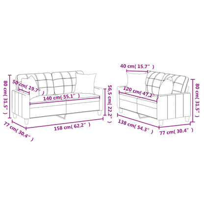 2 pcs conjunto de sofás com almofadas couro artificial creme
