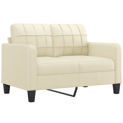 3 pcs conjunto de sofás com almofadas couro artificial creme