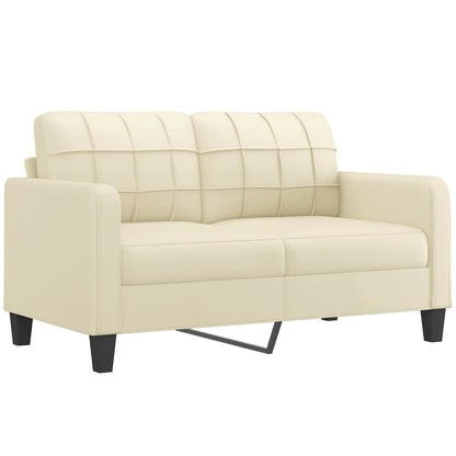 3 pcs conjunto de sofás com almofadas couro artificial creme