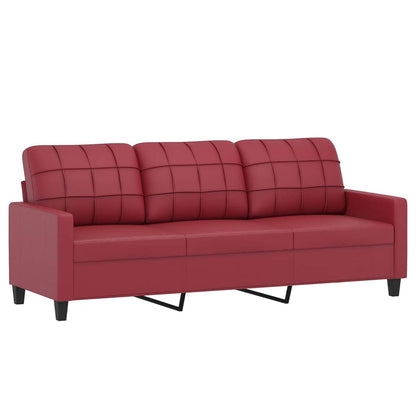 2 pcs conjunto sofás c/ almofadões couro artif. vermelho tinto