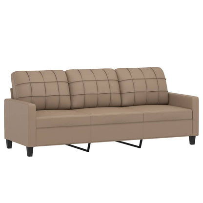 3 pcs conjunto sofás c/ almofadões couro artificial cappuccino
