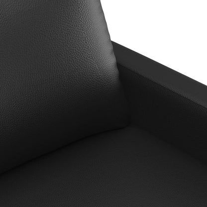 3 pcs sofa set with cushions black faux leather