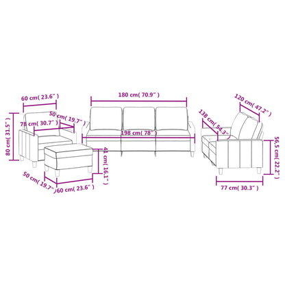 4 pcs conjunto sofás c/ almofadões couro artif. cor cappuccino