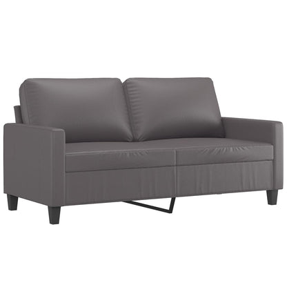 2 pcs sofa set with cushions grey faux leather