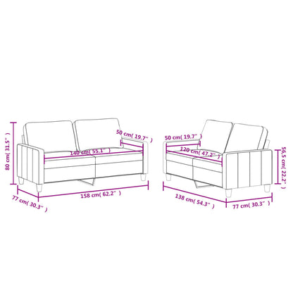 2 pcs sofa set with cushions grey faux leather