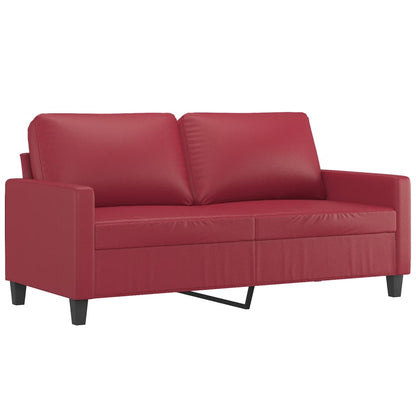 2 pcs conjunto sofás c/ almofadões couro artif. vermelho tinto