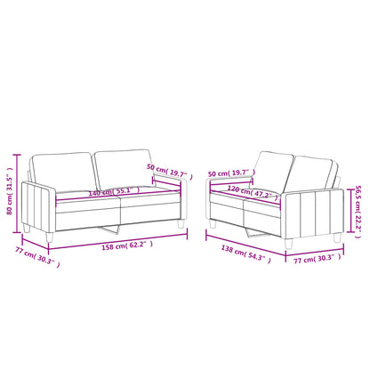 2 pcs conjunto sofás c/ almofadões couro artif. cor cappuccino