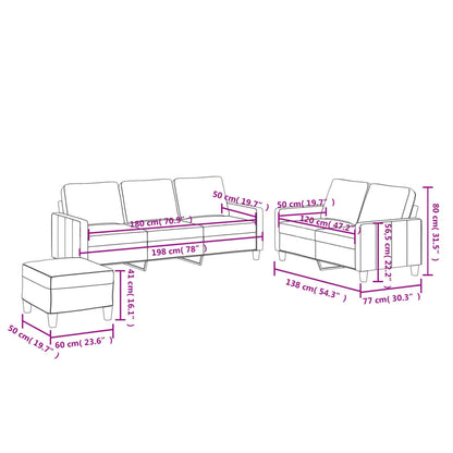 3 pcs conjunto de sofás com almofadões couro artificial preto