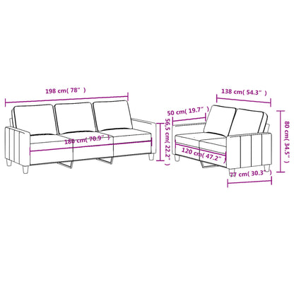 2 pcs sofa set with cushions cream color fabric