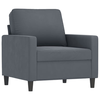 3 pcs conjunto de sofás com almofadões veludo cinzento-escuro
