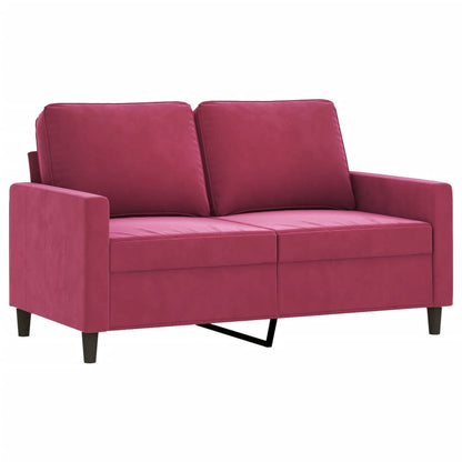 3 pcs conjunto de sofás com almofadões veludo vermelho tinto