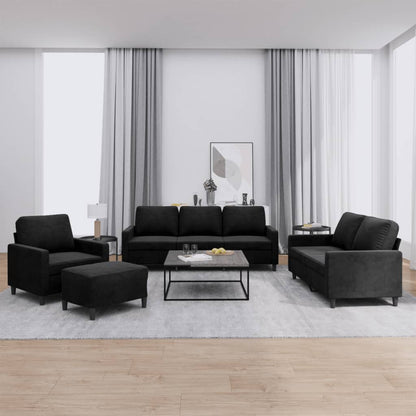 4 pcs conjunto de sofás com almofadões veludo preto
