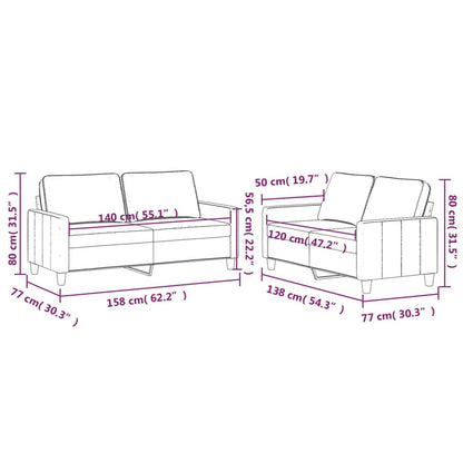 2 pcs conjunto de sofás com almofadões veludo castanho