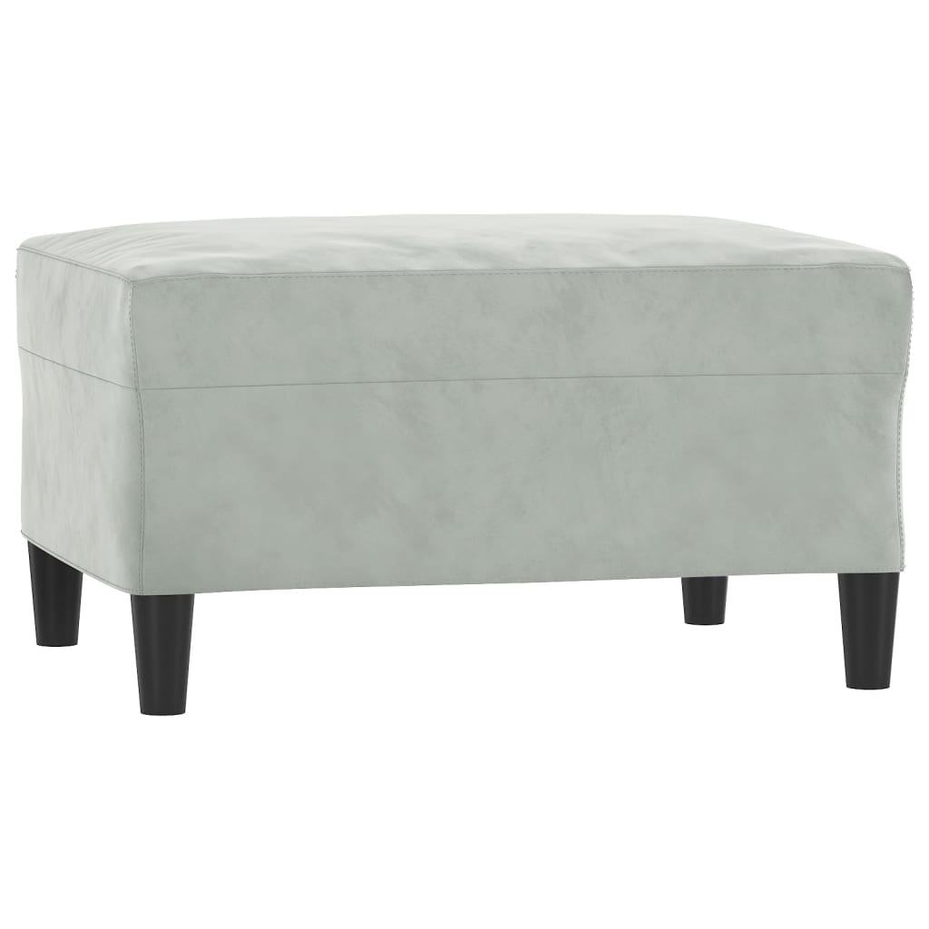 3 pcs conjunto de sofás com almofadões veludo cinzento-claro