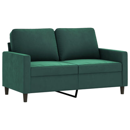 3 pcs conjunto de sofás com almofadões veludo verde-escuro