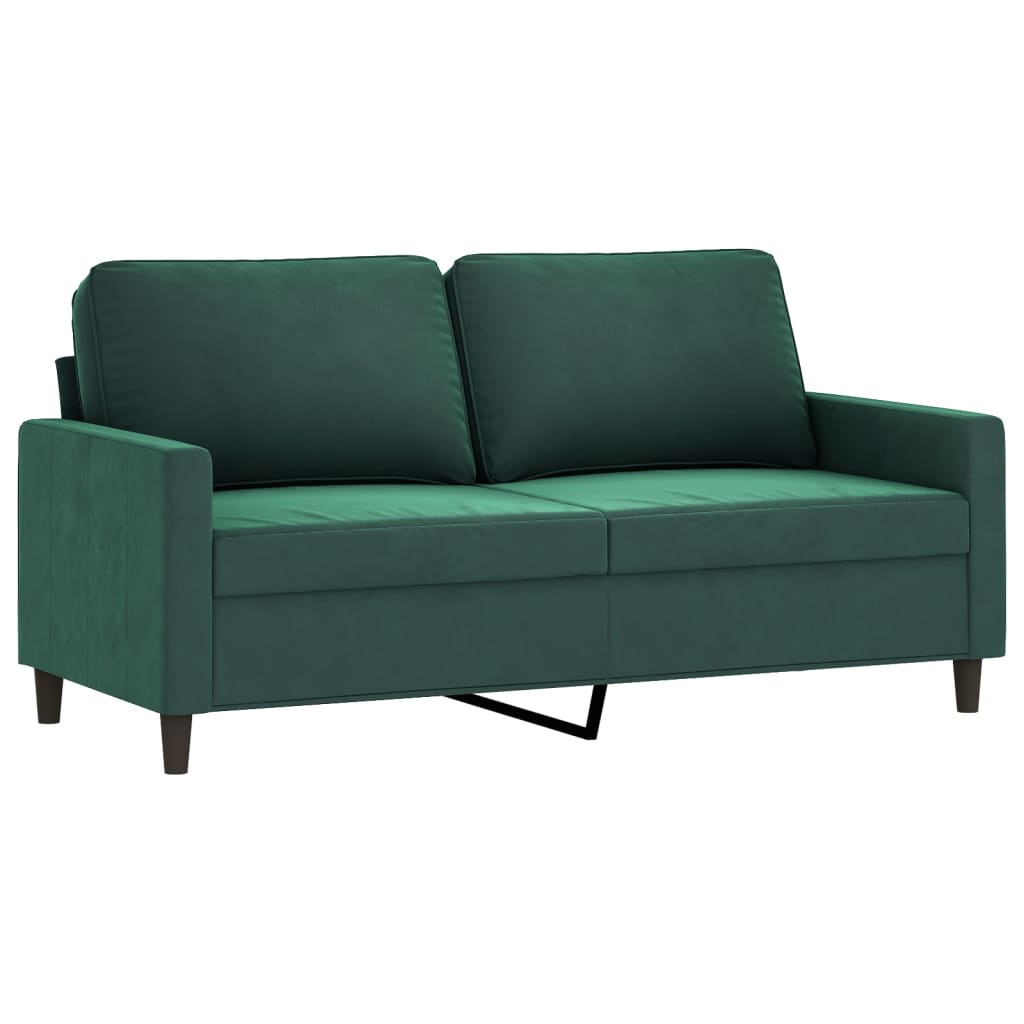 3 pcs conjunto de sofás com almofadões veludo verde-escuro