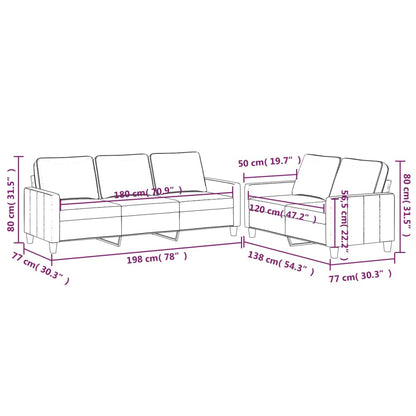 2 pcs sofa set with dark grey velvet cushions