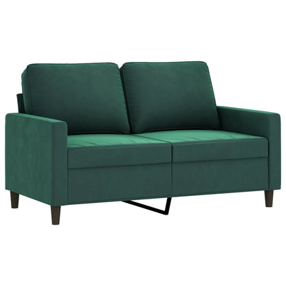 2 pcs conjunto de sofás com almofadões veludo verde-escuro