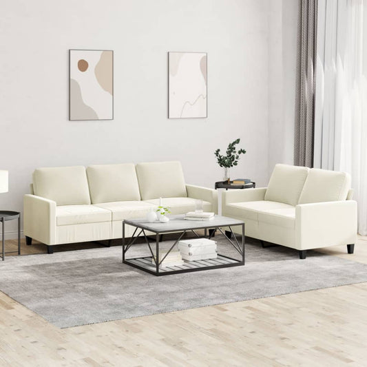 2 pcs sofa set with cream velvet cushions