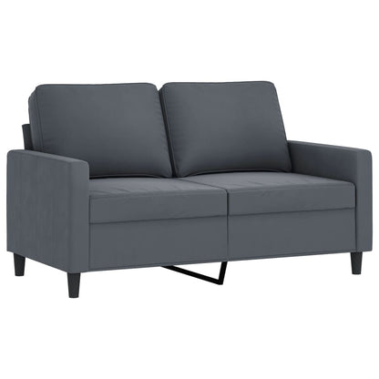3 pcs conjunto de sofás com almofadões veludo cinzento-escuro