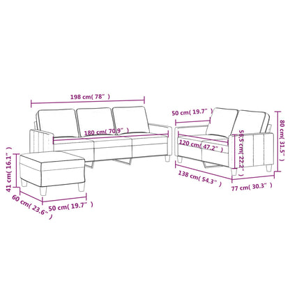 3 pcs conjunto de sofás com almofadões veludo preto