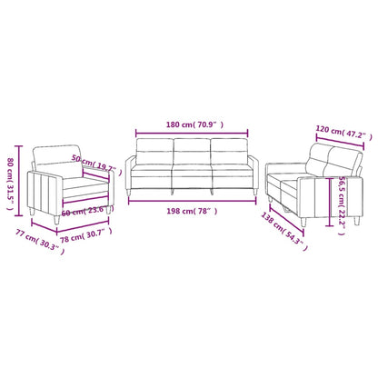 3 pcs sofa set with cushions light yellow fabric
