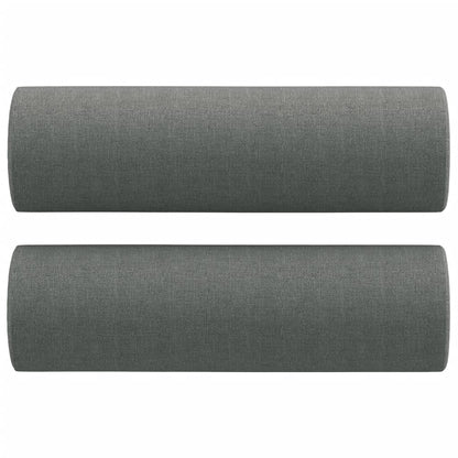 3 pcs conjunto de sofás com almofadas tecido cinzento-escuro