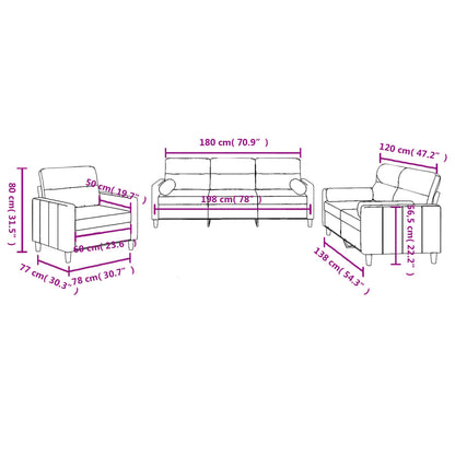 3 pcs conjunto de sofás com almofadas tecido cinzento-escuro
