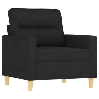 3 pcs conjunto de sofás com almofadas tecido preto