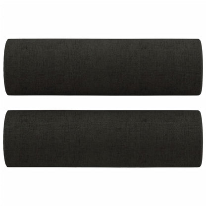 3 pcs conjunto de sofás com almofadas tecido preto