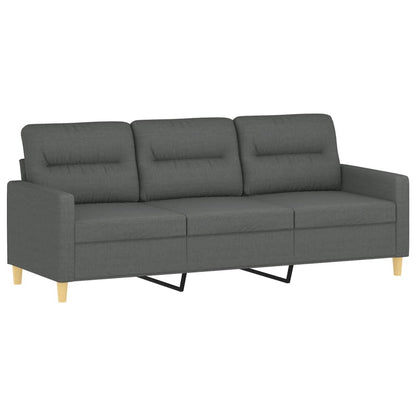 4 pcs conjunto de sofás com almofadas tecido cinzento-escuro