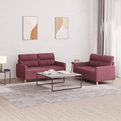 2 pcs sofa set with cushions red dyed fabric