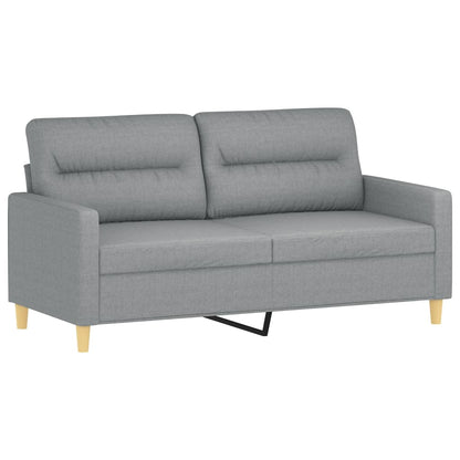 3 pcs conjunto de sofás com almofadões tecido cinzento-claro