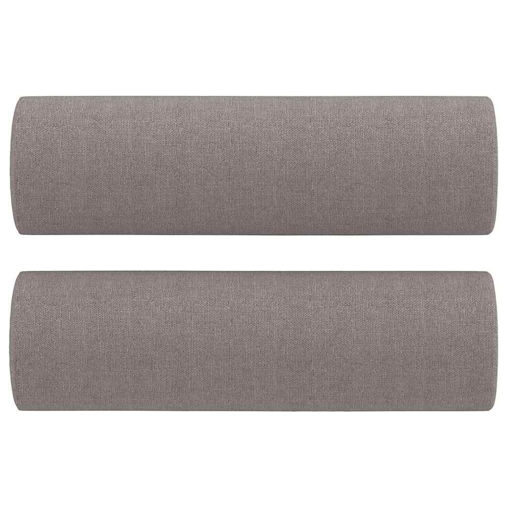 3 pcs conjunto de sofás com almofadas tecido cinza-acastanhado