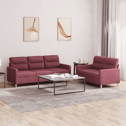 2 pcs sofa set with cushions red dyed fabric