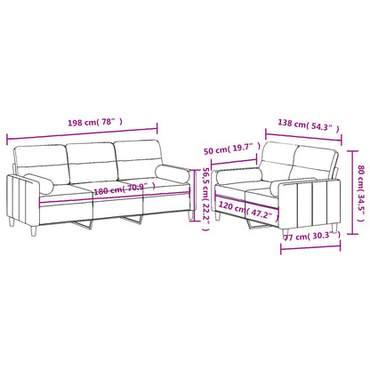 2 pcs conjunto de sofás com almofadas tecido cinzento-escuro